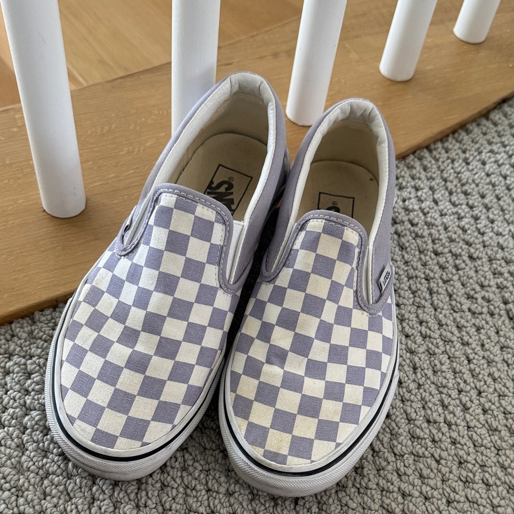 Vans Checkered Slip-On Sneakers - Lavender and Cream